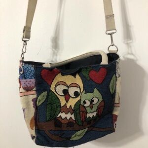 Owl tapestry pattern shoulder crossbody bag/purse